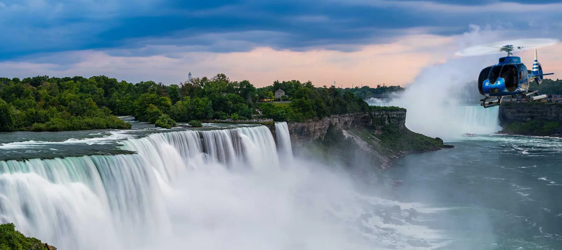 Rainbow Air Helicopter flying over Niagara Falls
